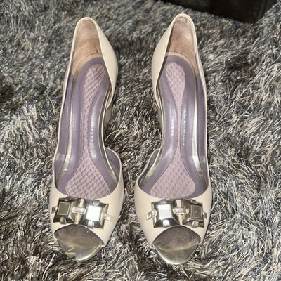 Zapatos de cuña Anya Hindmarch para mujer talla 9,5 EU 40 beige cuero tacones punta abierta Foto 1 de 4