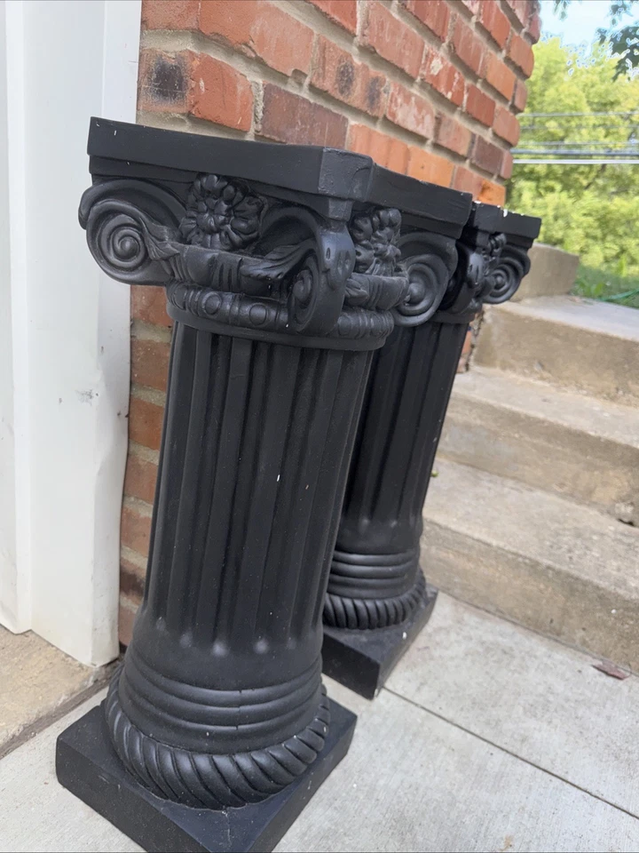 Vintage Black Plaster Greek  Decorative Column/Plant Stand - Image 1 of 4