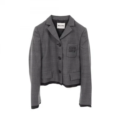 Chaqueta Miu Miu Príncipe de Gales a Cuadros a Medida MH1783 Lana Gris #36 Usada Mujer Foto 1 de 4