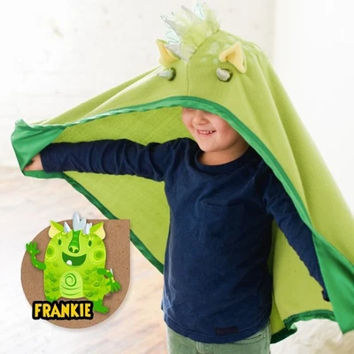 Hooded Wearable Blanket Kids 30 in Triple Stitch Satin Bind Green Dinosaur NWT - Image 1 of 4