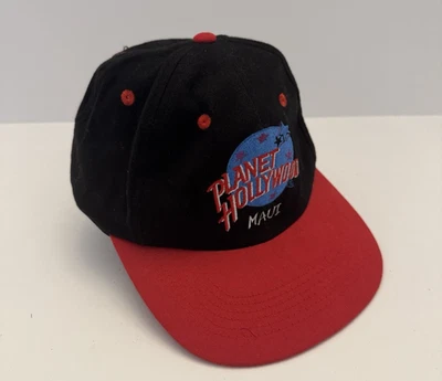 De Colección Planet Hollywood Maui Sombrero Snapback Negro Rojo Bordado Gorra Años 90 Foto 1 de 4