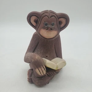 Artesania Rinconada Chimp Book & Glasses Figurine Signed VTG Retired 3.75”T 2”W - Picture 1 of 11