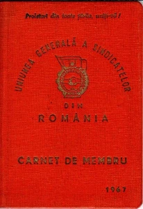 Tarjeta de miembro de la Unión de Sindicatos de Rumania, 1967 RSR - Estampillas de tinta - Imagen 1 de 11