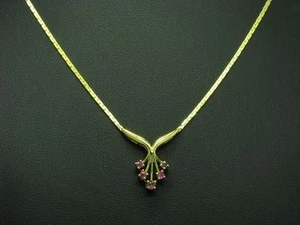 925 Argento Sterling Collier con Rubino Ricoperto/Placcato Oro / Vero / 5,4g - Foto 1 di 3