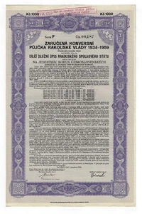 Austrian War & Czechoslovakia Zarucena Konversni Pujcka Rakouske Valdy 1934-59 - Picture 1 of 7