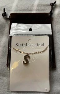 18K Rose Gold Plated “S” Stainless Steel Necklace, New - Picture 1 of 4