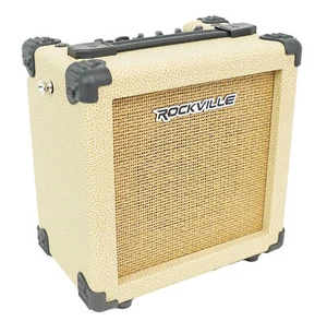 Rockville G-CHARGE 20 BEIGE Rechargeable Guitar Amplifier Spring Reverb+Mic In - Picture 1 of 12