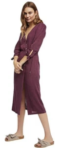 Free People Zappora Endless Summer Wrap Midi Dress Sz S Maroon Cottagecore - Picture 1 of 7