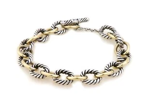 David Yurman Bracelet 18k Yellow Gold Sterling Oval Cable Link Bracelet - Picture 1 of 6