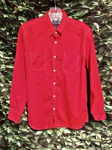 Drill Clothing Co Button Down Shirt Pockets Red White Boys Large - Picture 1 of 7