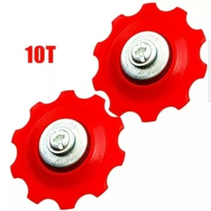 10T Fahrrad Führungsrolle Kunststoff Stützrad Schaltwerk Riemenscheibe 2er Pack - rot - Bild 1 von 3