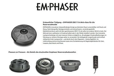 EMPHASER EBS111A Aktiv Subwoofer für Ersatzrad zum Einbau Reserverad Mulde Felge - Bild 1 von 4