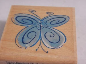 Wood Mounted Hampton Arts Rubber Stamp - SPRING BUTTERFLY #1413 - Insect - NEW! - Picture 1 of 4