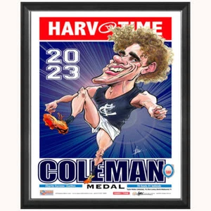 Charlie Curnow Carlton 2023 Coleman Medal Harv Time L/E Print Framed - Picture 1 of 1