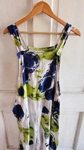 Bodil Overalls Jumper Linen White Green 100% Linen Size M Tie Dye Purple Green - Picture 1 of 16