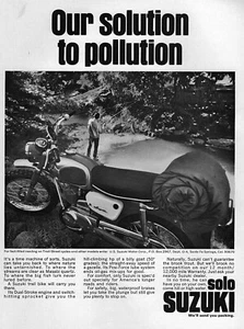1967 Suzuki X-6 Hustler Motorcycle "Solution to Pollution" Original Ad - Picture 1 of 1