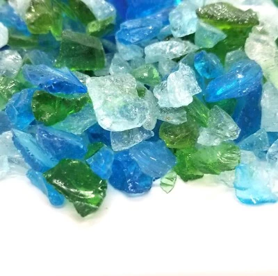 TUNDRA BLUE ICE - 1/4" - 1/2" Large Fireplace Fire Pit Fireglass Glass Crystals - Image 1 of 4