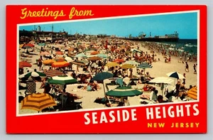 Greetings Seaside Heights New Jersey Sand & Ocean Beach Vintage Unused Postcard - Picture 1 of 2