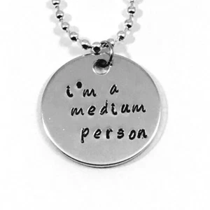 The Good Place Elenor Quote Hand Stamped I'm A Medium Person Necklace  - Picture 1 of 3
