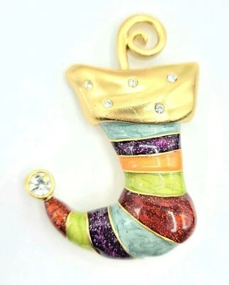 Broche Medias de Navidad Anne Klein Rayas Esmalte Estrás Punta Punta E2 Foto 1 de 4