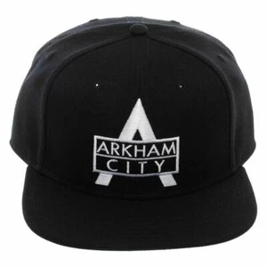 OFFICIAL DC COMICS - BATMAN ARKHAM CITY LOGO EMBROIDERY BLACK SNAPBACK CAP - Picture 1 of 4