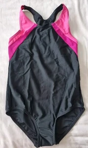 Girls Swimsuit Age 9-10 Years Black/Pink George School NEW - Picture 1 of 8