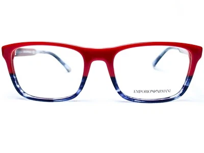 NUEVO Emporio Armani EA3120 5573 Hombres Rojo/Azul Rectángulo Anteojos Monturas 53/18 Foto 1 de 4