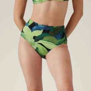 Athleta S SMALL High Waist Full Swim Bottom, Liana Floral Green Bikini Bottoms - Picture 1 of 3