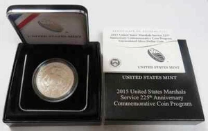 2015 P SILVER US MARSHALS $1 DOLLAR 225TH ANNIVERSARY UNC COMMEMORATIVE OGP - Picture 1 of 1