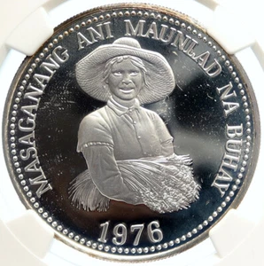 1976 PHILIPPINES Food & Agriculture UN OLD Proof Silver 25 Pesos Coin NGC i99627 - Picture 1 of 5
