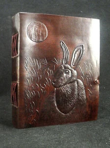 LIEBRE Y LUNA - Diario de cuero hecho a mano pagano Wicca libro de sombras - Imagen 1 de 10