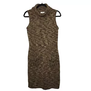 Calvin Klein Womens Sleeveless Turtleneck Sweater Dress Size Medium Neutral Fall - Picture 1 of 9