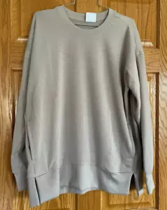 Sage Crewneck Sweatshirt with Pockets Taupe Medium - Picture 1 of 5