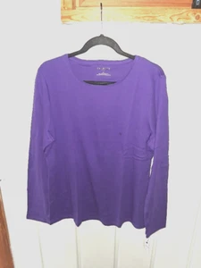 Camiseta Talbots Algodón Manga Larga Sólida Cuello Redondo Nueva con Etiquetas Púrpura Talla XL - Imagen 1 de 3