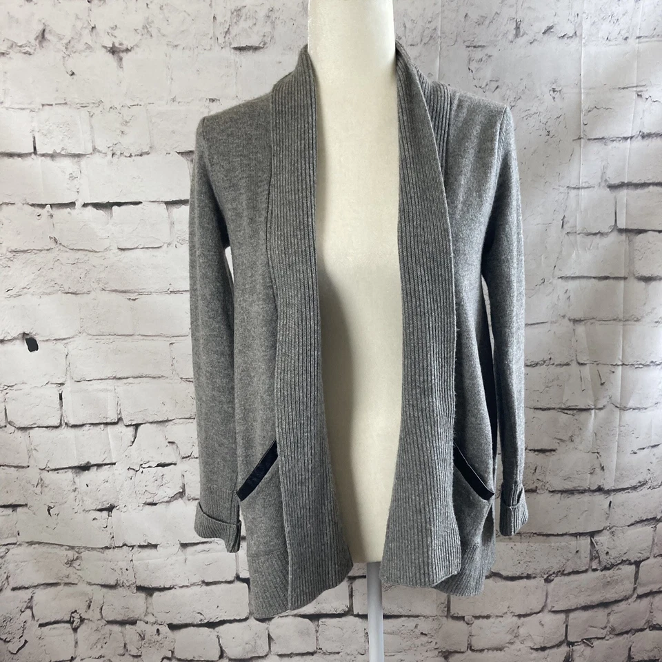 Club Monaco Cashmere Cardigan Womens Small Petite Open Front Italian Gray - Image 1 of 4
