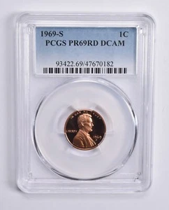 PR69 RD DCAM 1969-S Lincoln Memorial Cent PCGS Blue Label - Picture 1 of 5