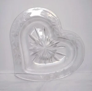 MIKASA GARDEN TERRACE Heart Platter Candy Fruit Dish Clear Crystal 13" Etched - Picture 1 of 11