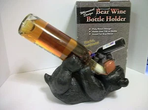 Bear Wine Bottle Holder Man Cave Country Cabin Decor Hunting Camp RiversEdge - Picture 1 of 12