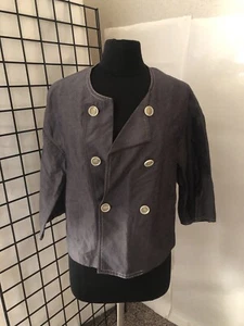 Talbots Petites 3/4 Sleeve Gray unlined Silk / Linen Blend Jacket Size 10P - Picture 1 of 6