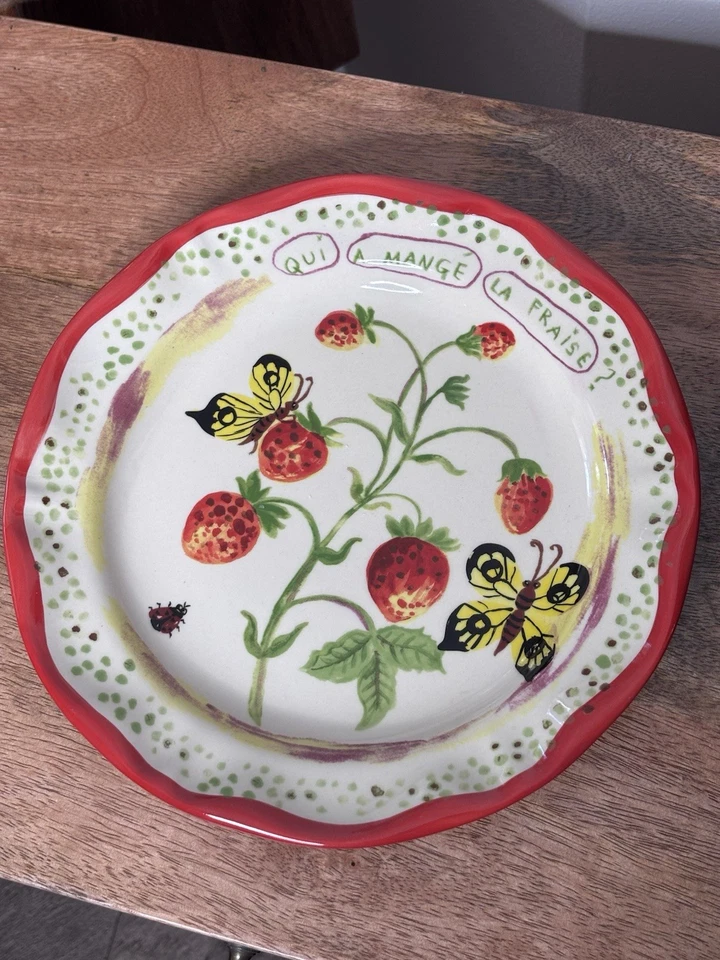 Plato Anthropologie NATHALIE LETE 10" Cena Fresa “¿Qui a mangé la fraise?” Foto 1 de 2