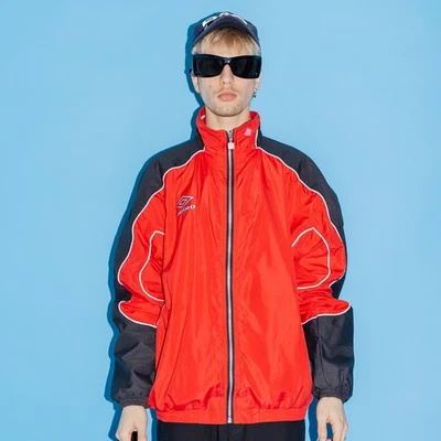 Y2K Vintage Umbro windbreaker track jacket in red / black & white - Image 1 of 4