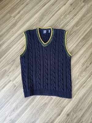 Vintage GAP Vest Knit Cotton V-neck XL 90s Prep - Image 1 of 4