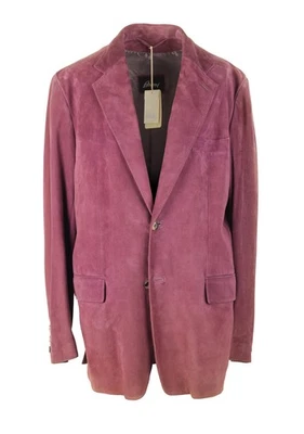 Abrigo deportivo Brioni berenjena de cuero lavado talla 52/42R EE. UU. Chaqueta Nueva Con... Foto 1 de 4