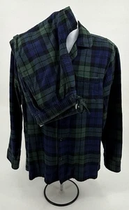 Conjunto de pijama de franela J Crew a cuadros algodón negro reloj a cuadros PJ abotonado para hombre mediano - Imagen 1 de 10