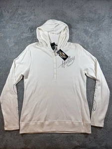 NWT Women’s XL Waffle Hoodie White Harley Davidson Rhinestone NOS - Picture 1 of 6
