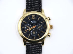 Milano Expressions Damen Armbanduhr Goldgehäuse Blaues Ziffernblatt Datum Kunstleder 4250 - Bild 1 von 4