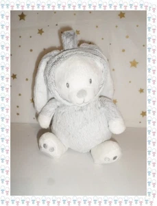 ㉜ - Doudou  Peluche Musicale Ours Déguisé en Lapin Blanc Gris   Prémaman - Picture 1 of 6