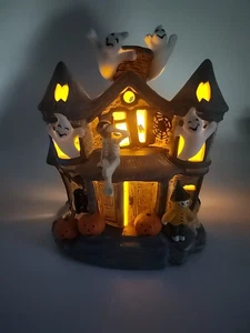 Halloween Haunted House Tealight Candle Holder Skeleton Ghosts Scarecrow Pumpkin - Picture 1 of 22
