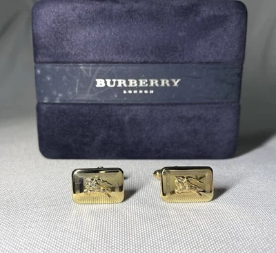 Autentici bellissimi gemelli Burberry cavallo notte oro argento sterling - Immagine 1 di 4