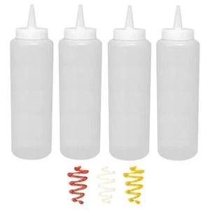 Paquete de 4 botellas de plástico transparente para exprimir condimentos de 15 oz salsa de mostaza ketchup mayo barbacoa - Imagen 1 de 1